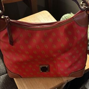 Dooney & Bourke Red and Tan Shoulder Bag